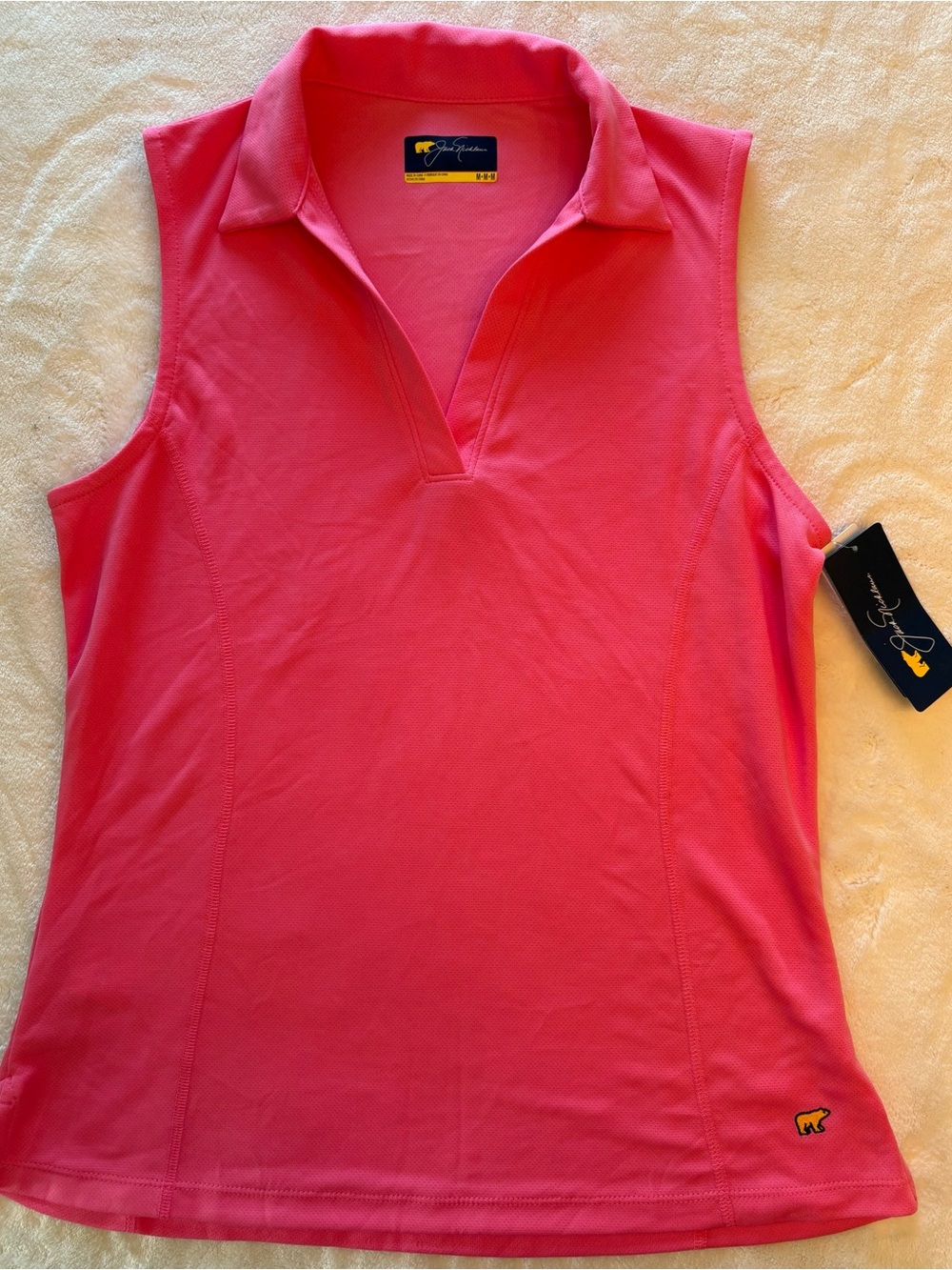NWT Women’s Jack Nicholas Pink Collared Golf Polo SPF Protection Size Medium